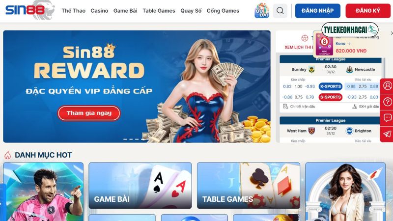 SIN88 là địa chỉ nhà cái cá cược online nổi tiếng hiện nay